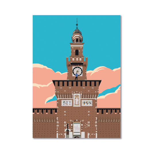 Illustrazione Castello Sforzesco Milano Monumento Elisa Puglielli