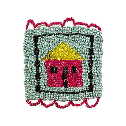 Sottobicchiere con casetta rosa