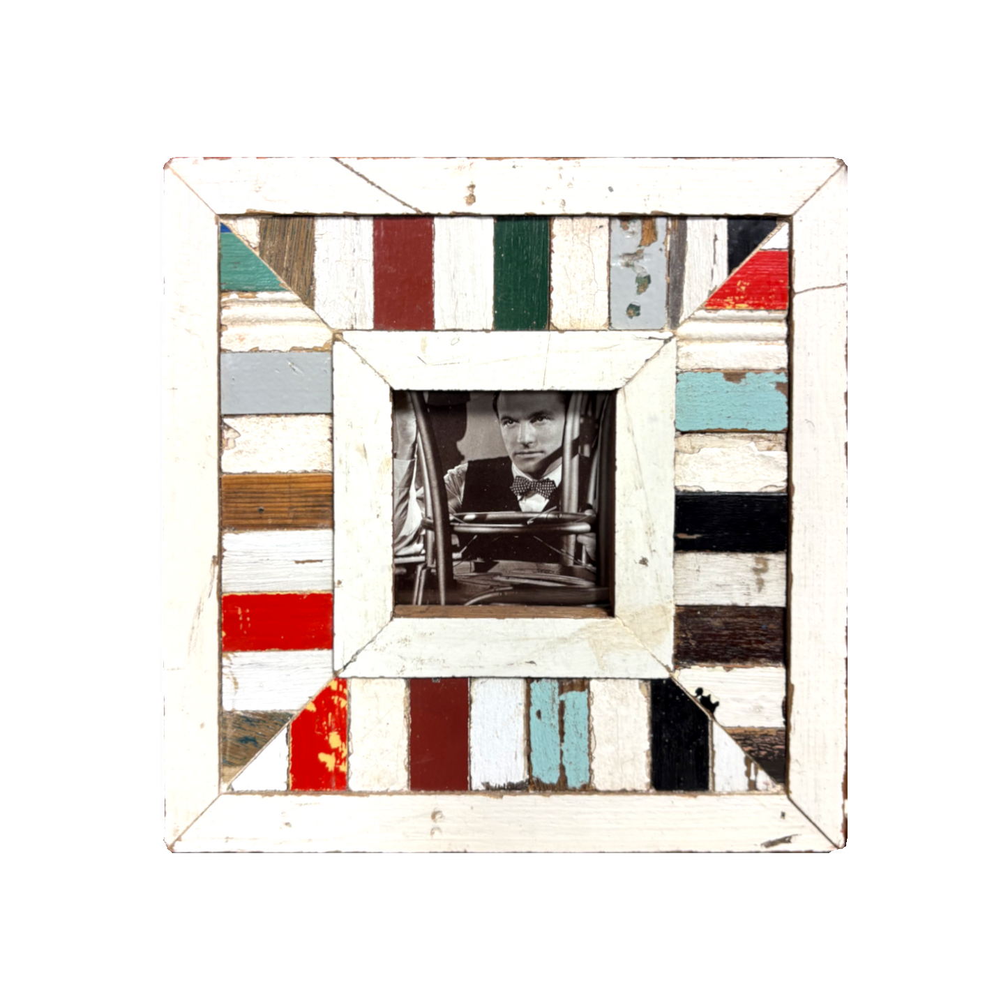 Cornice 23x23 multicolore in legno recuperato Cape Best