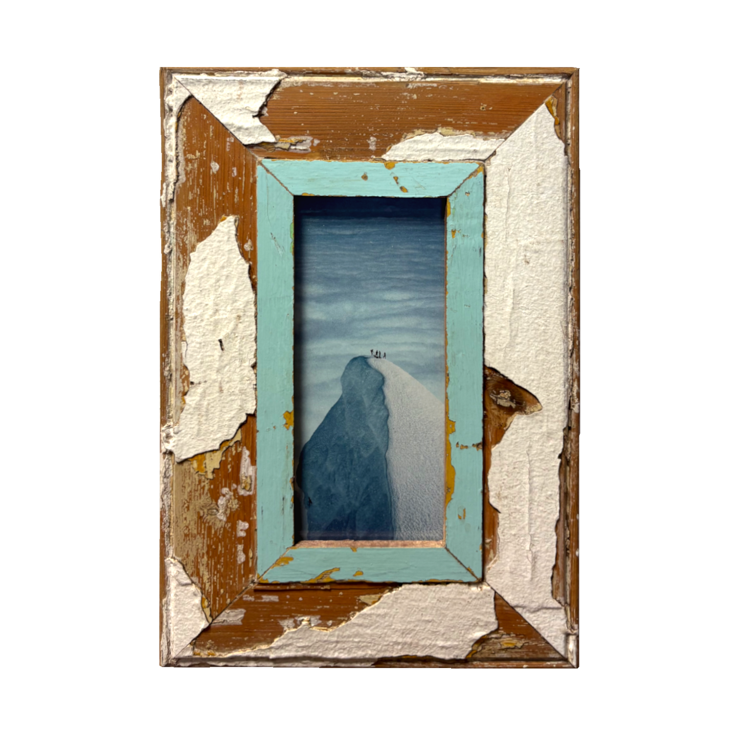 Cornice crema e azzurra rettangolare 23x34 cm