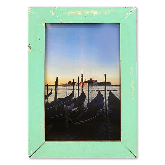 Cornice azzurro acqua con immagine Venezia al tramonto per idea regalo unica Luna Design 