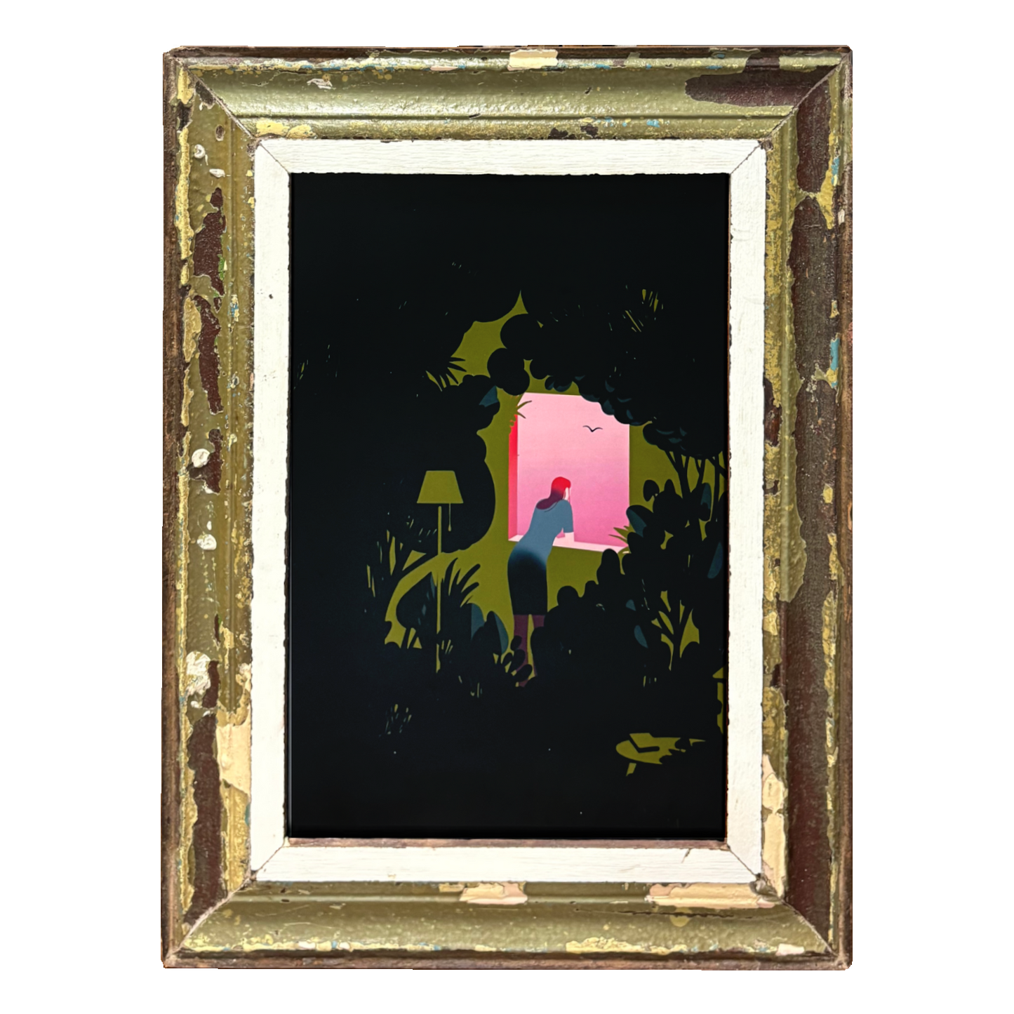 Illustrazione A3 di Chiara Ghigliazza in cornice verde