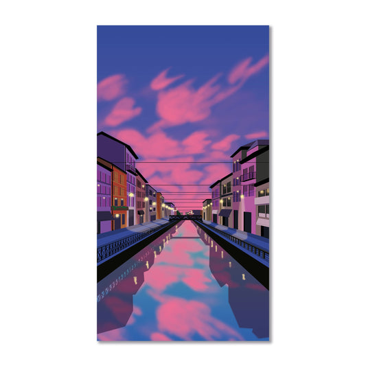Navigli Milano al tramonto Elisa Puglielli Illustrazione