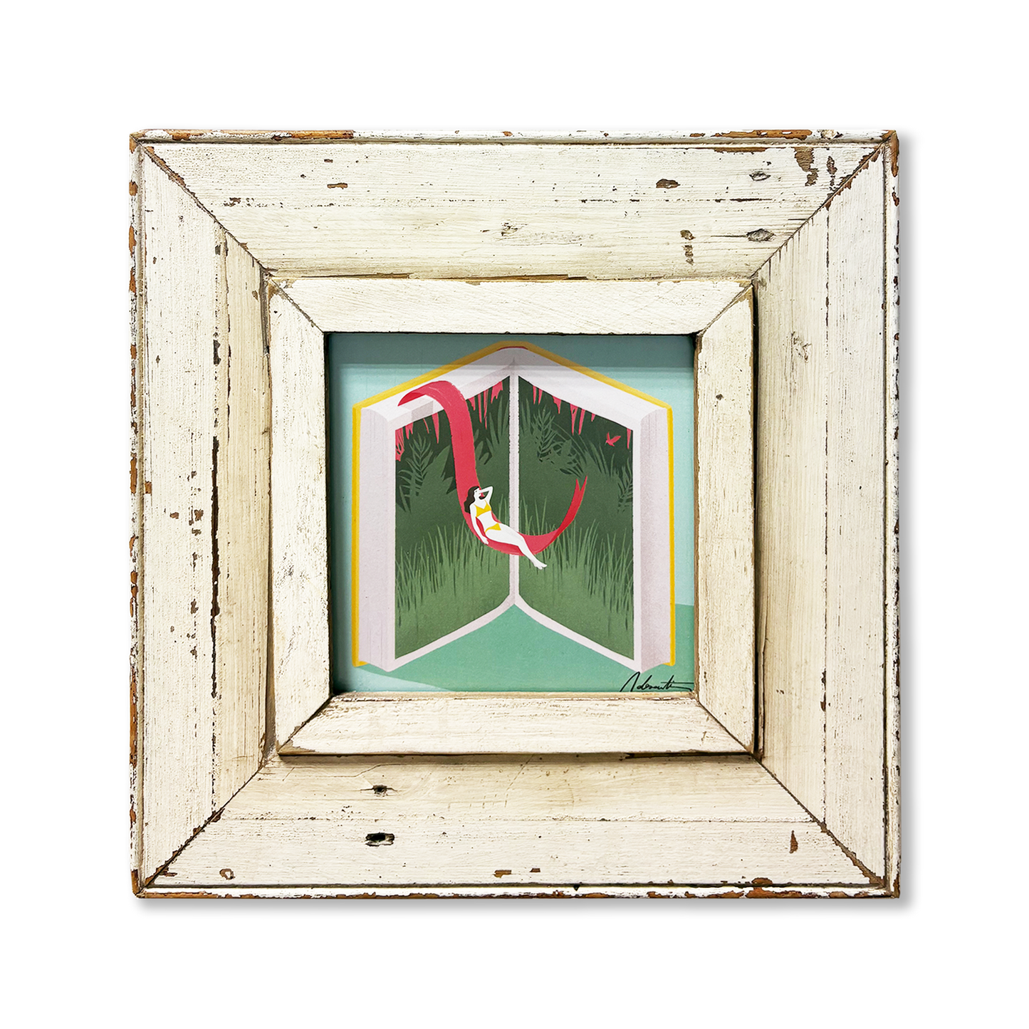 Cornice quadrata bianca Cape Best con illustrazione 15x15