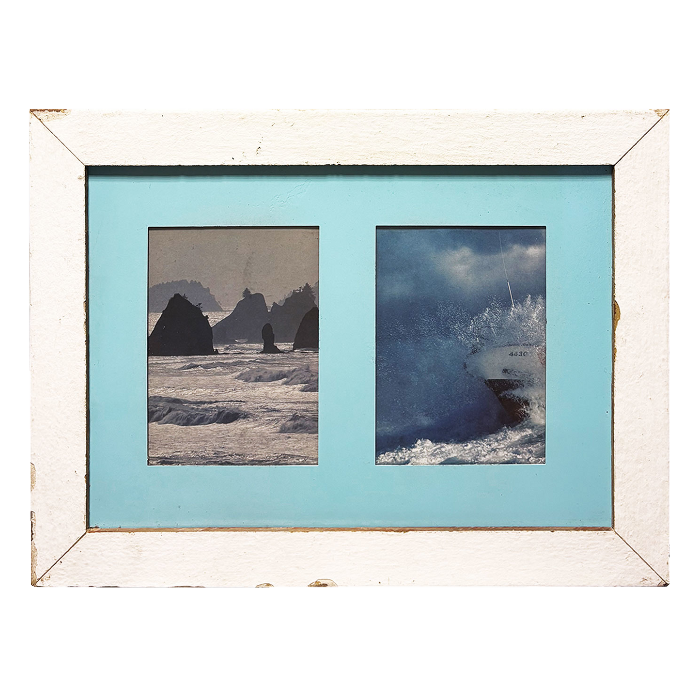 Tempesta e Faraglioni - Cornice Marino legno antico e metallo