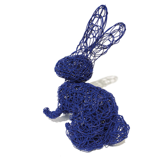 Blue Metal Wire Rabbit - Handmade South African Art
