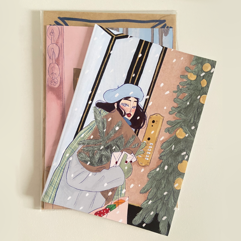 Biglietto di Natale per auguri natalizi originale e unici Charlotte Le Blue Cape Best