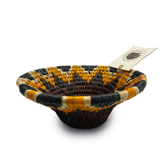 Ciotola intrecciata a mano viola e arancio