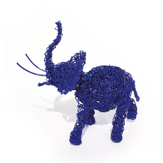 Elefante porta fortuna blu metallo