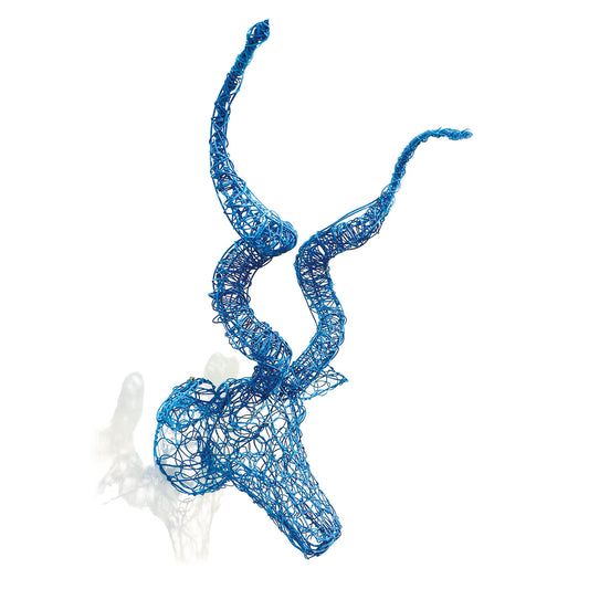 Testa decorativa azzurra da parete