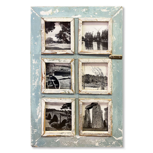 Corncie da 6 luci azzurra con immagini in bianco e nero vintage paesaggi