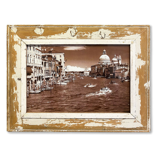 Immagine Venezia Canal Grande color seppia in cornice in legno riciclato