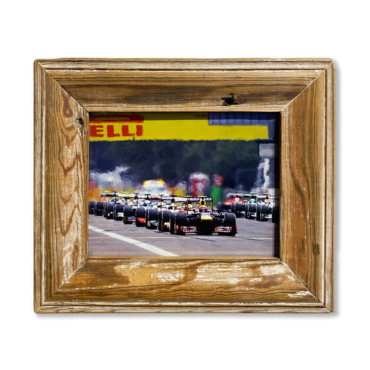 Cornice legno con foto Granpremio Automobili. Cornici in legni recuperati cape best corso garibaldi Milano