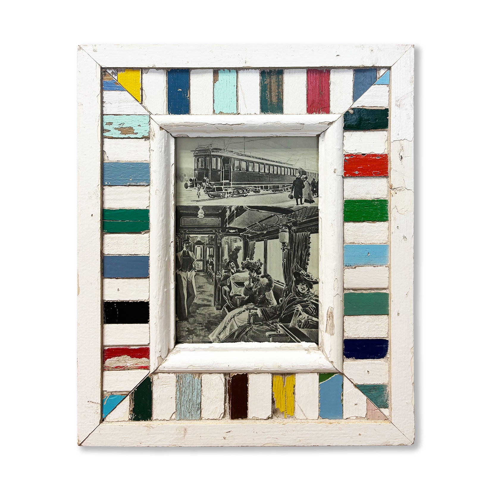 Cornice 29x35 cm in legno con immagine treno