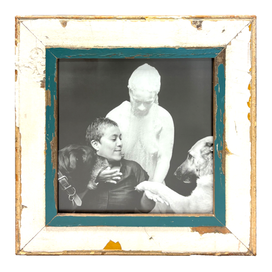 Cornice 43x43 bianca e blu per foto quadrate