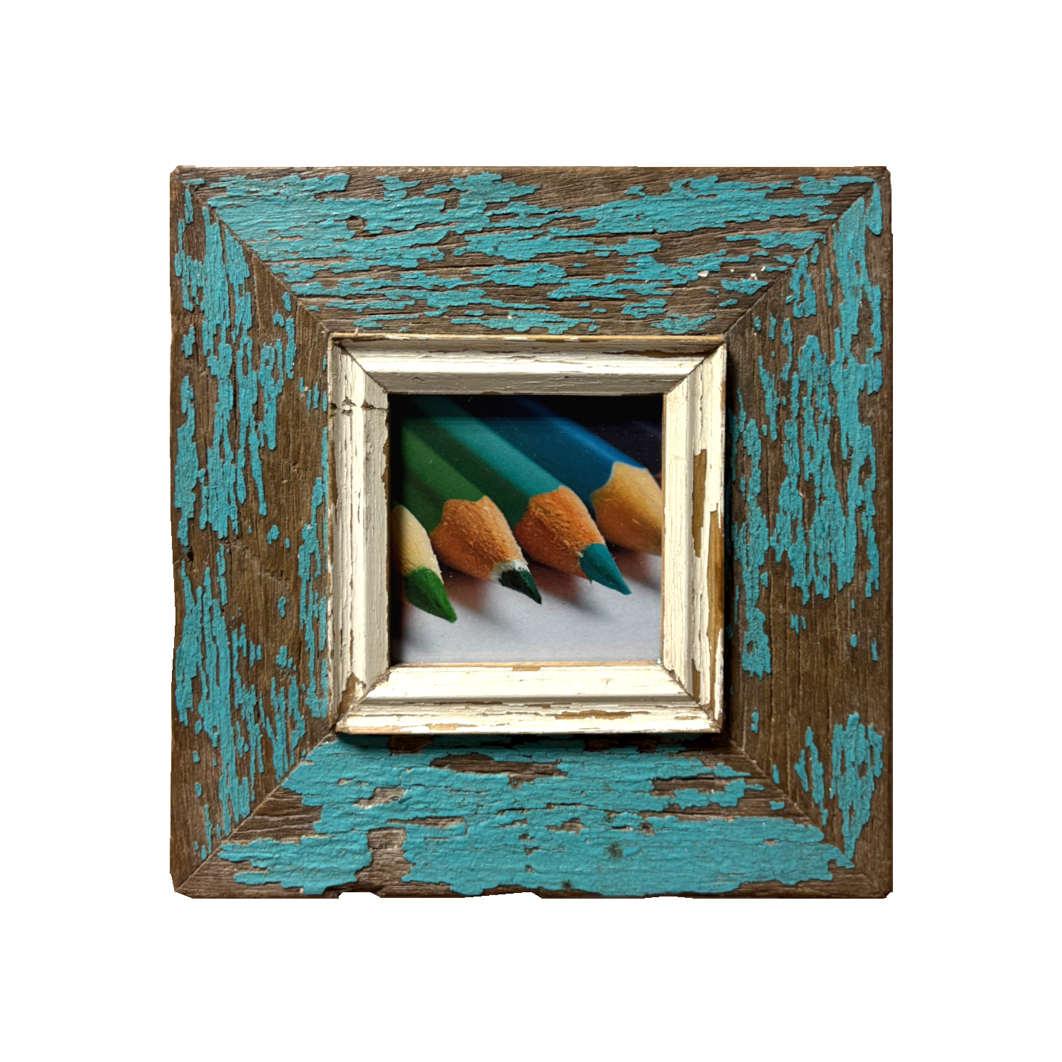Cornice Azzurra in legno recuperato