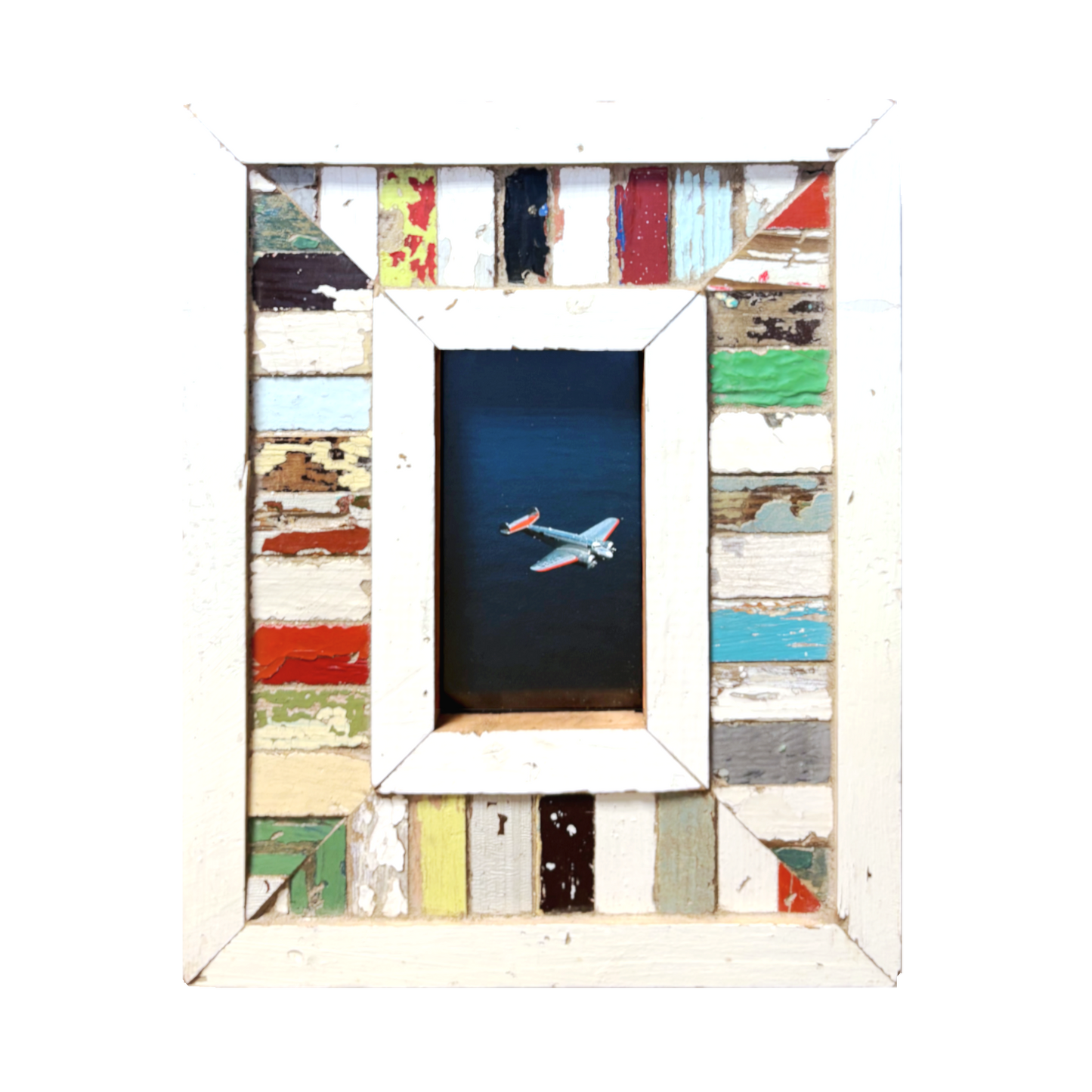 Cornice Boho Eclettico con fotografia di aereo anni '50 – 24 × 29 cm