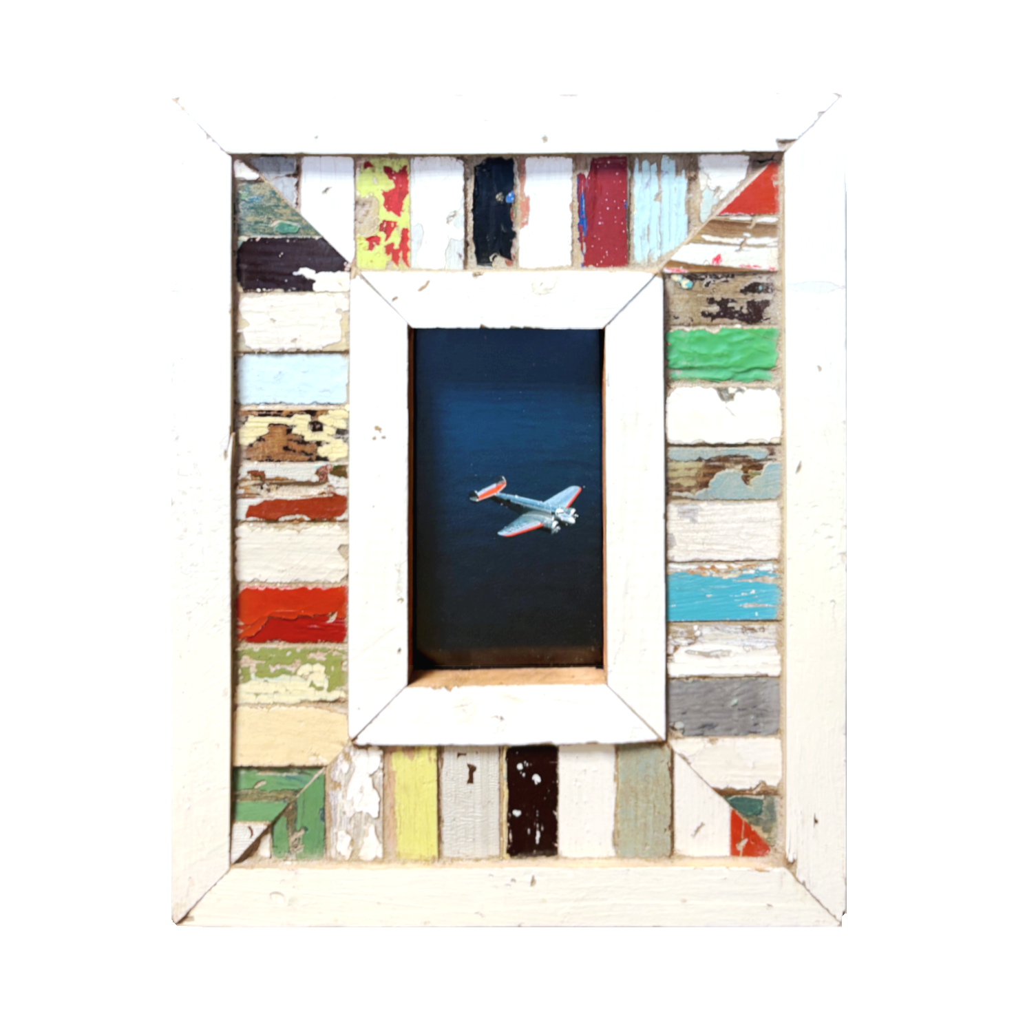 Cornice Boho Eclettico con fotografia di aereo anni '50 – 24 × 29 cm