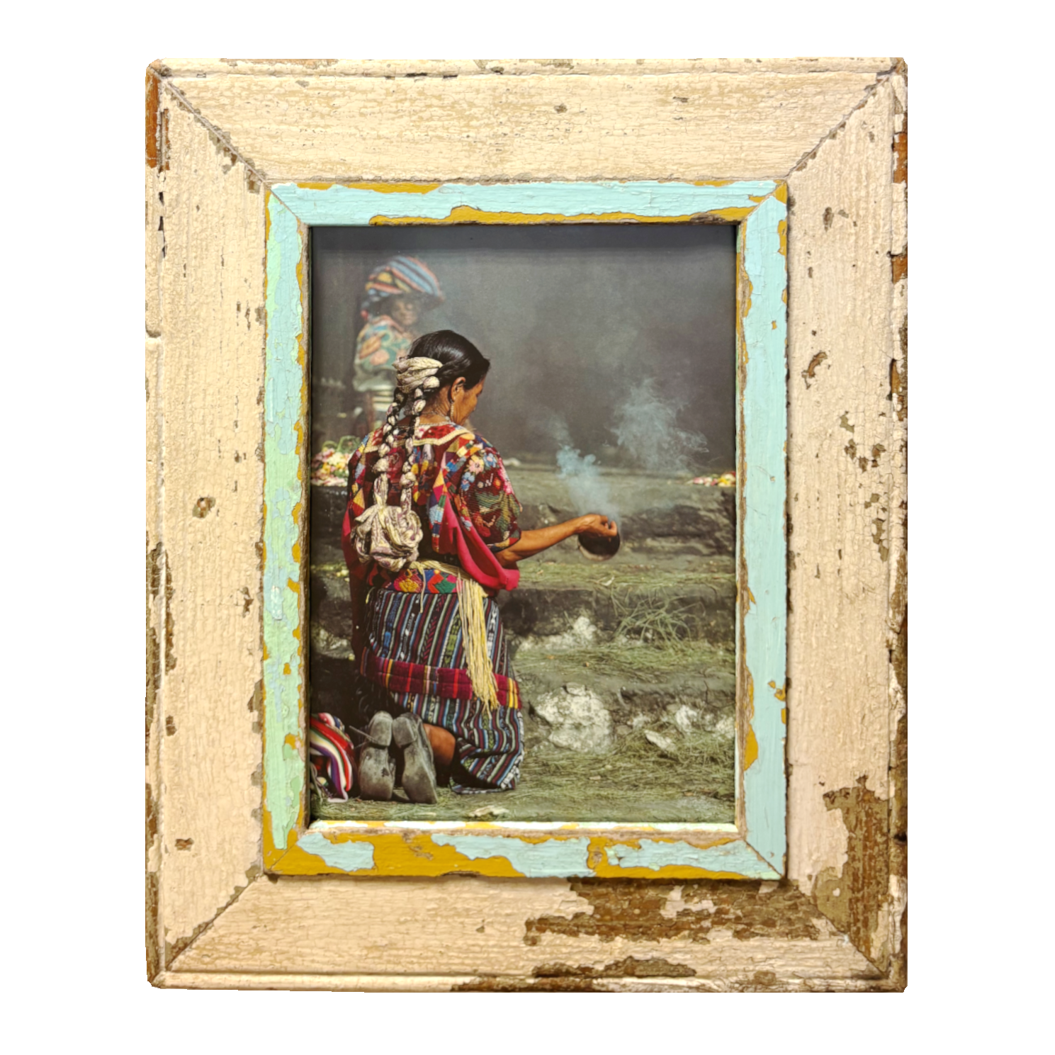 Cornice Boho Eclettico con fotografia di rito auspicale – 34 × 43 cm