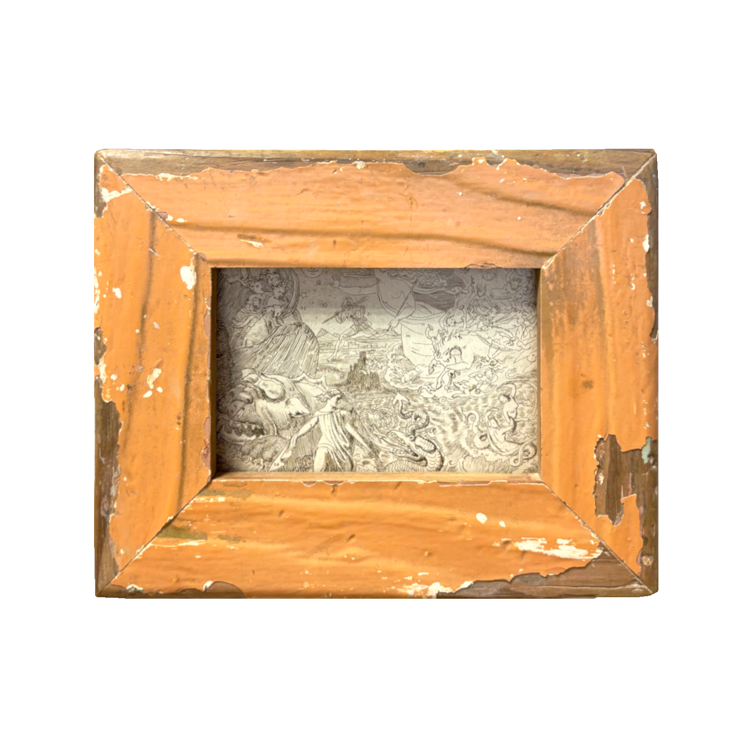 Cornice Boho Eclettico con incisione medievale allegorica – 23 × 18 cm