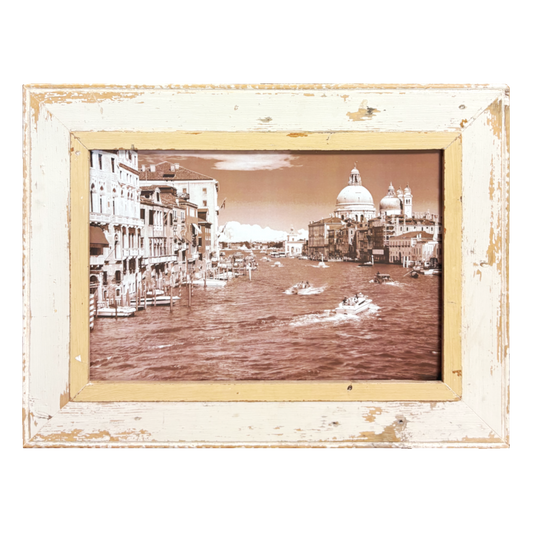 Cornice Cape Best stile Classico – Canal Grande e Basilica della Salute, Venezia, fotografia seppia, legno antico recuperato, 43x55cm