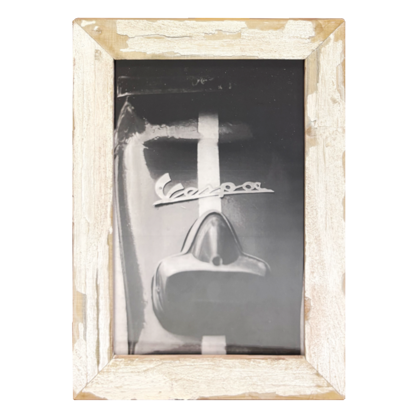 Cornice "Iconica Vespa" in legno bianco