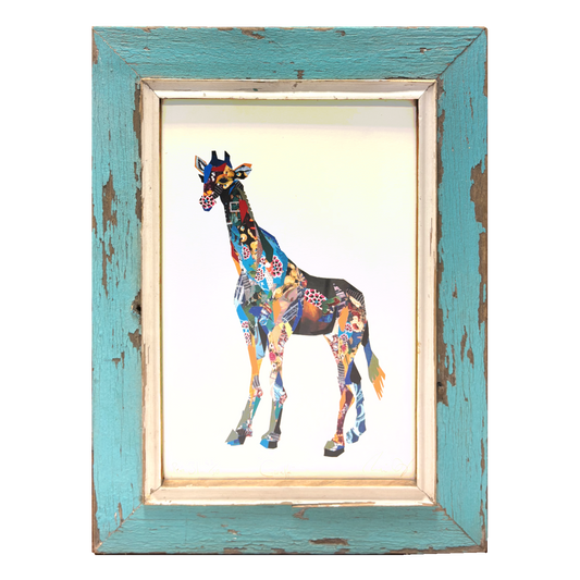 Cornice artigianale 43x55 cm con stampa collage “Giraffa” di Zoe Mafham