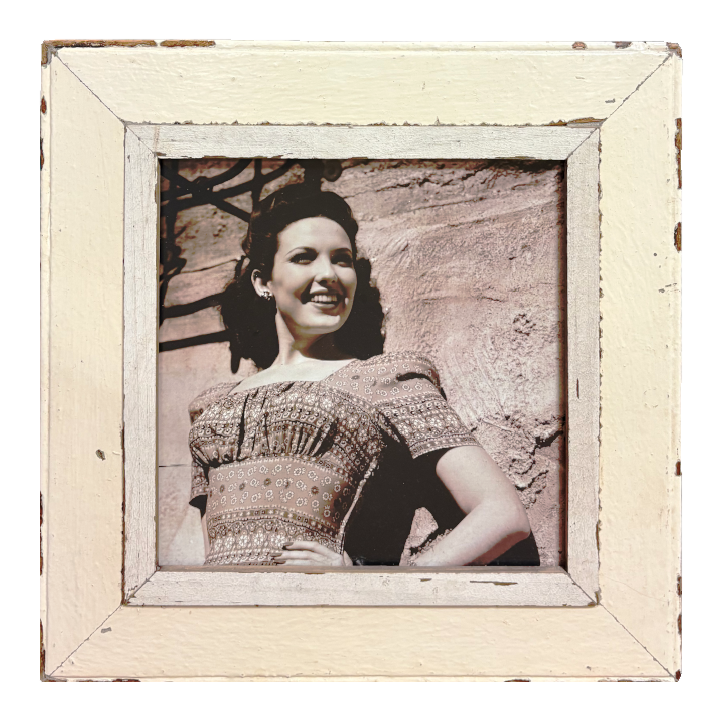 Cornice bianca "Dai, fammi un sorriso" 43cm x 43cm  