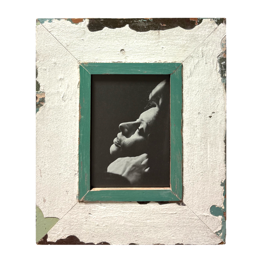 Cornice bianca e azzurra in legno 33x39