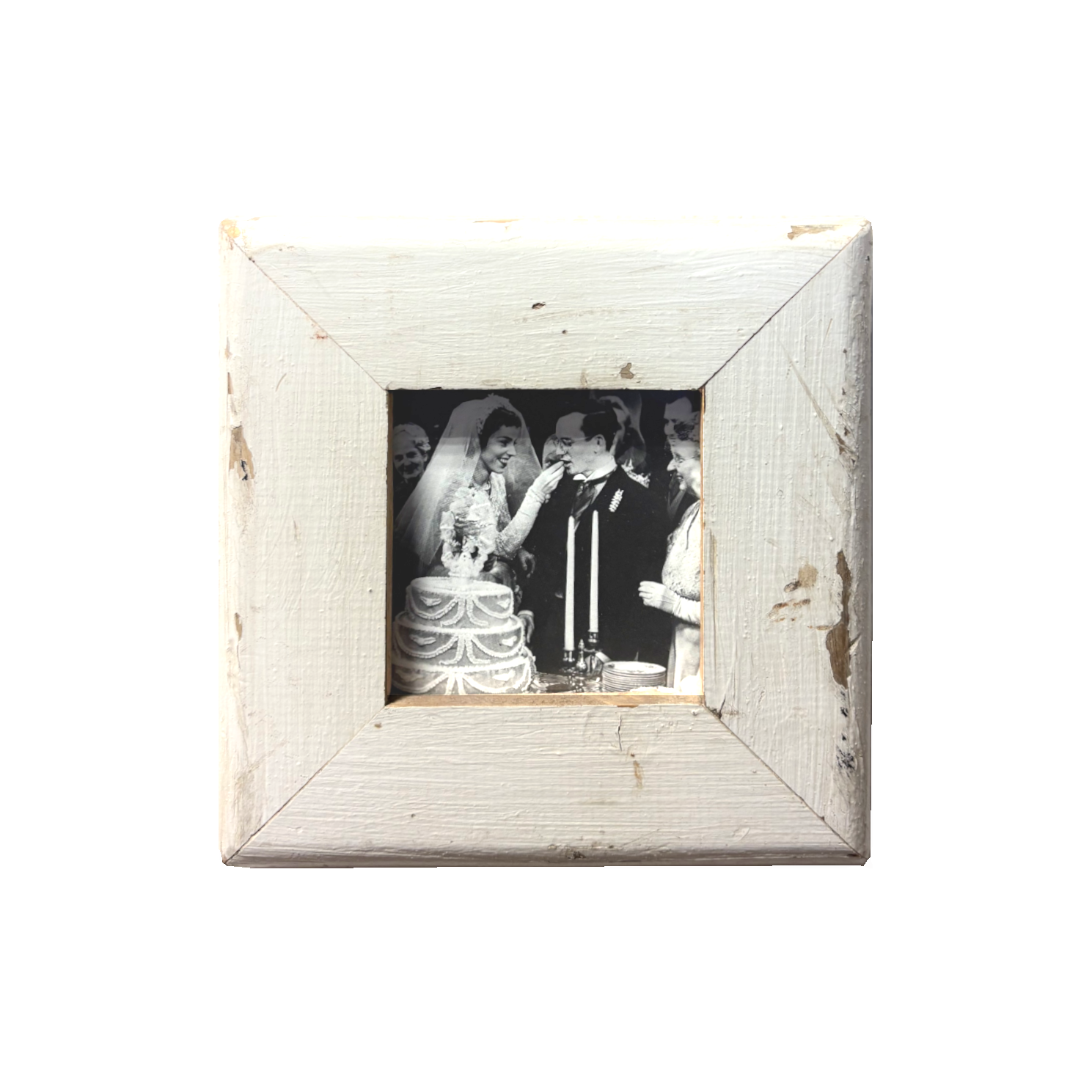 Cornice bianca in legno recuperato – 18x18