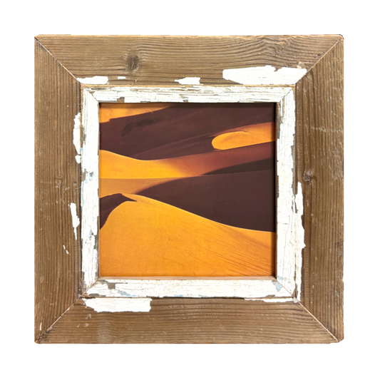 Cornice color rovere e bianco "Deserto immacolato" 34cm x 34cm