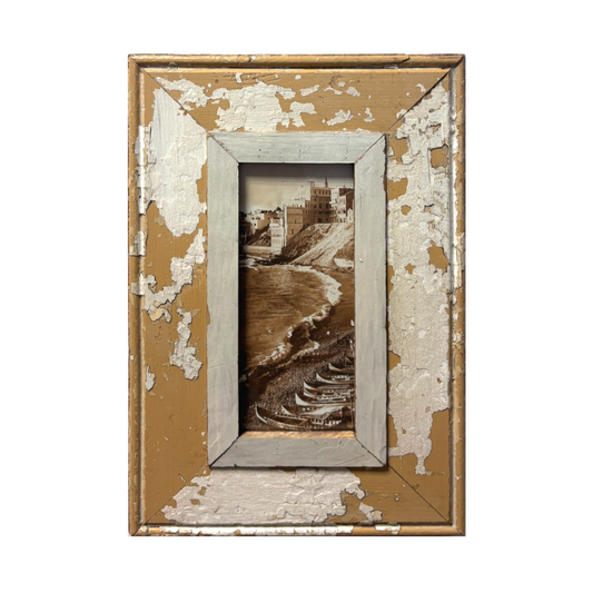 Cornice crema e grigia in legno 23x34 cm