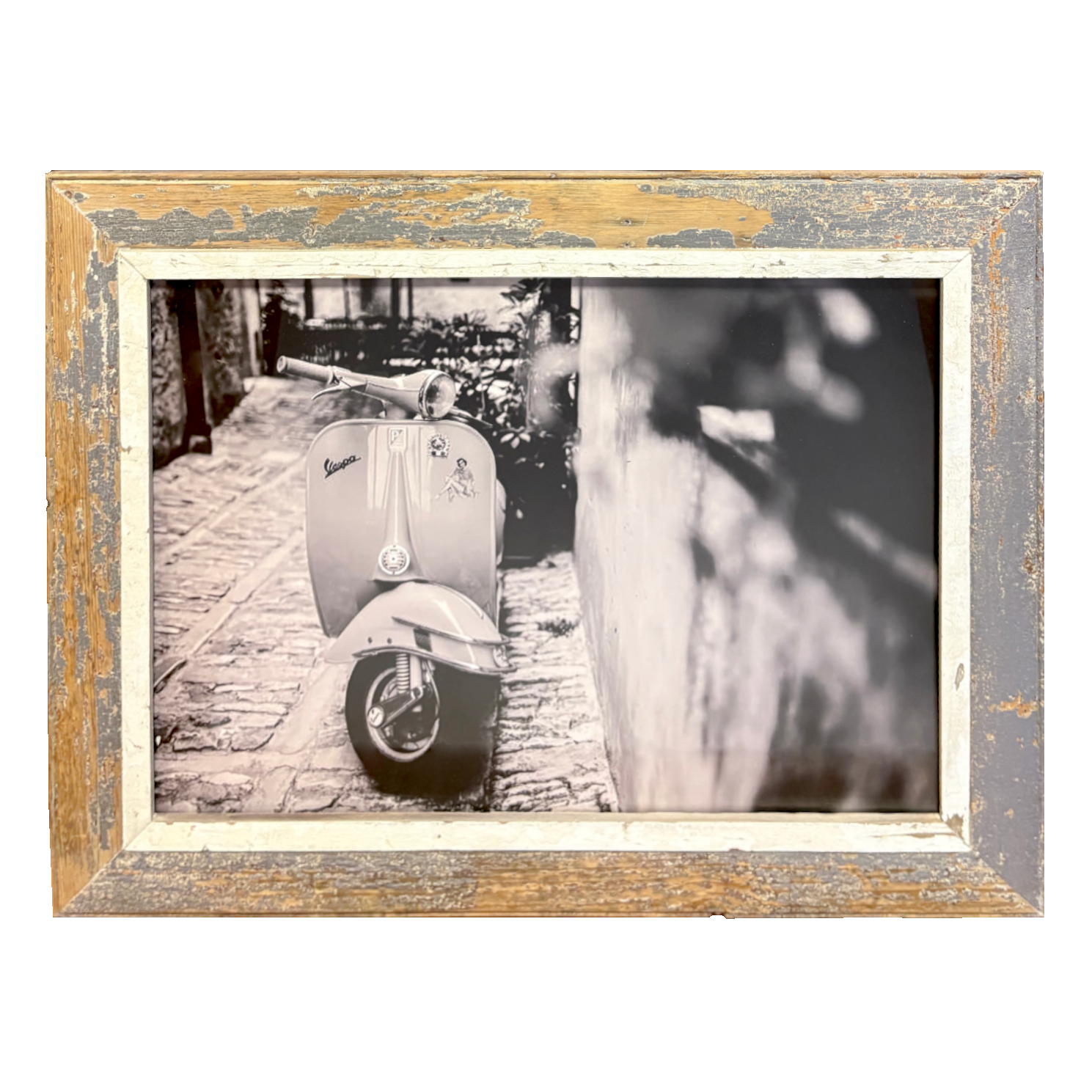 Cornice foto Vespa 42x60 in legno recuperato