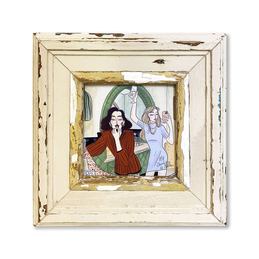 Cornice in Legno Crema con Illustrazione "Together" | Charlotte LeBleu