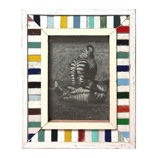 Cornice in legno a mosaico con immagine Zebre