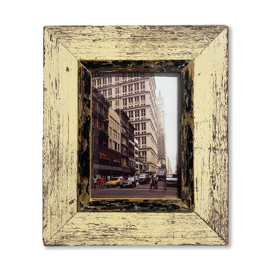 Immagine a colori strada New York America in cornice crema e nera