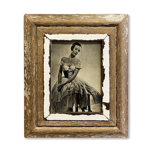 Immagine storica ballerina di danza classica in cornice in legno realizzata a mano