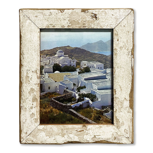 Cornice bianca dimensione A4 con immagine paesaggio Grecia a colori
