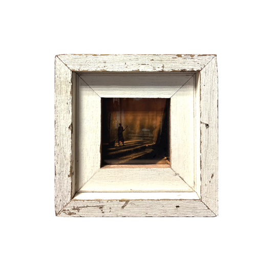 Cornice quadrata in legno recuperato bianca – 18x18