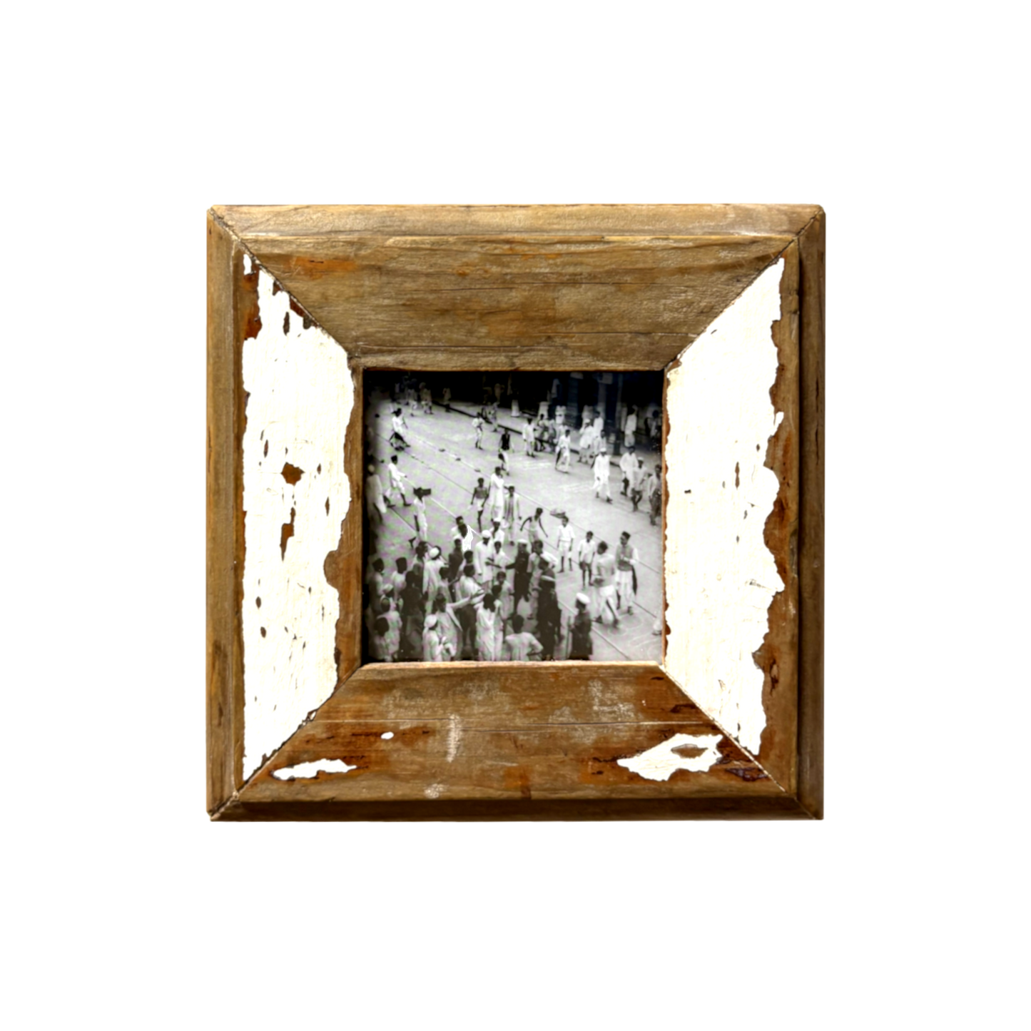 Cornice quadrata da parete in legno recuperato 18x18 cm
