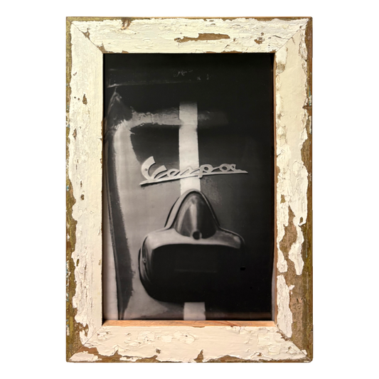 Cornice retrò in legno con foto Vespa