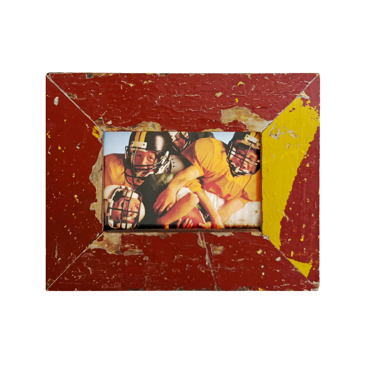 Cornice rossa e gialla in legno recuperato Cape Best