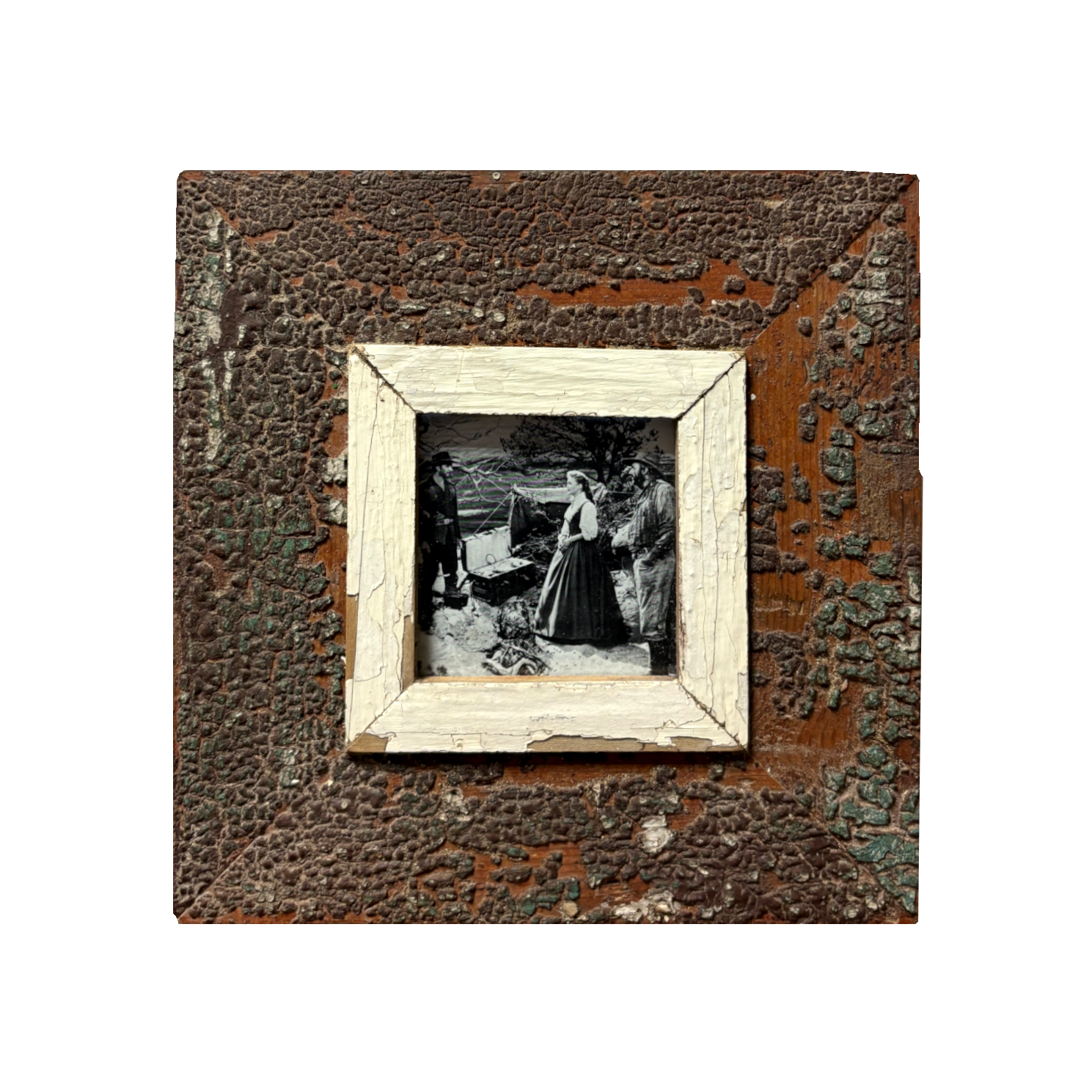 Cornice rustica quadrata 23x23 in legno d'epoca