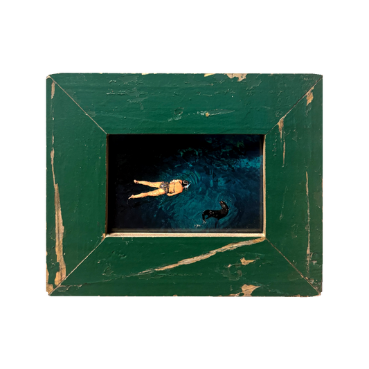 Cornice verde artigianale 18x23 cm in legno recuperato