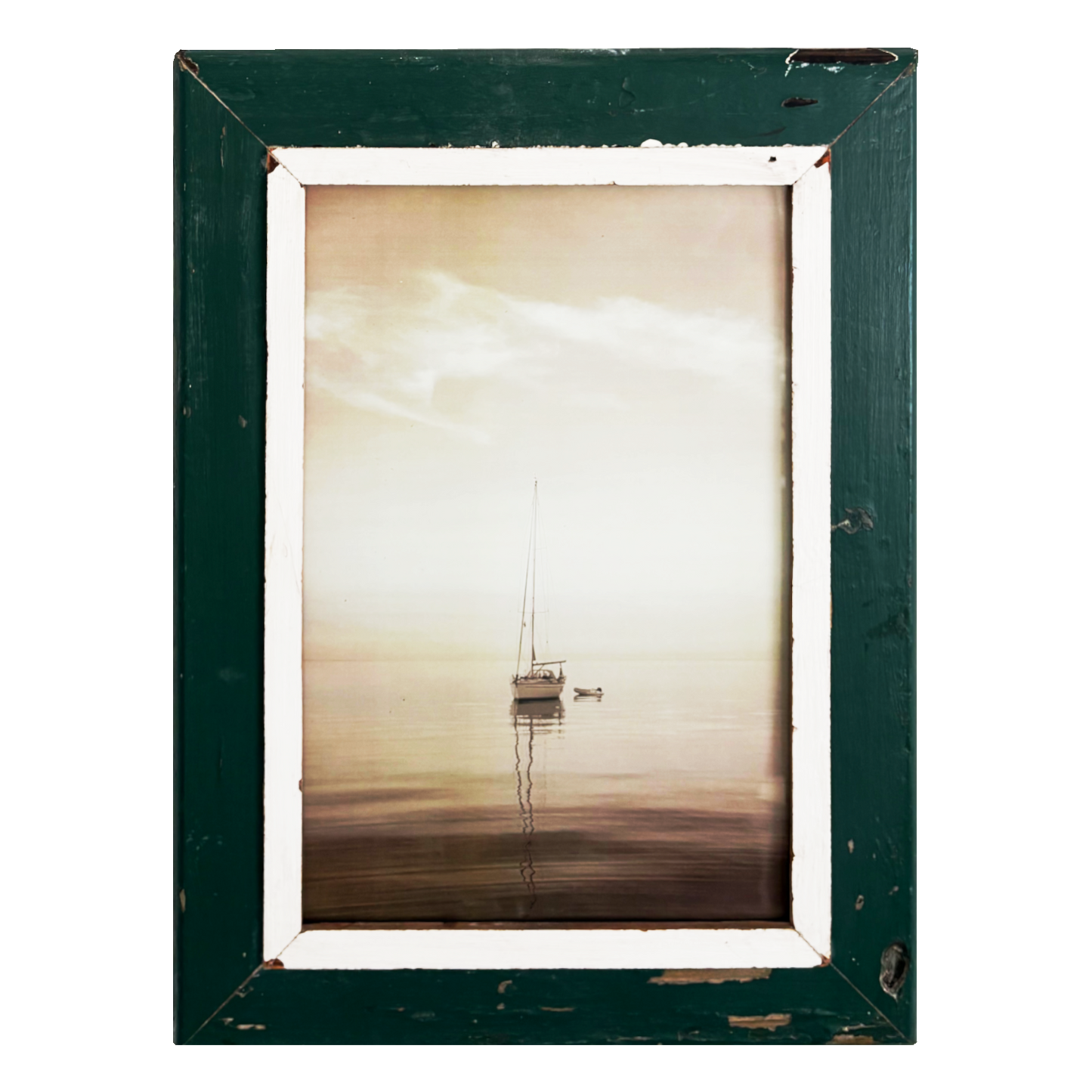 Cornice verde in legno antico dimensione A3