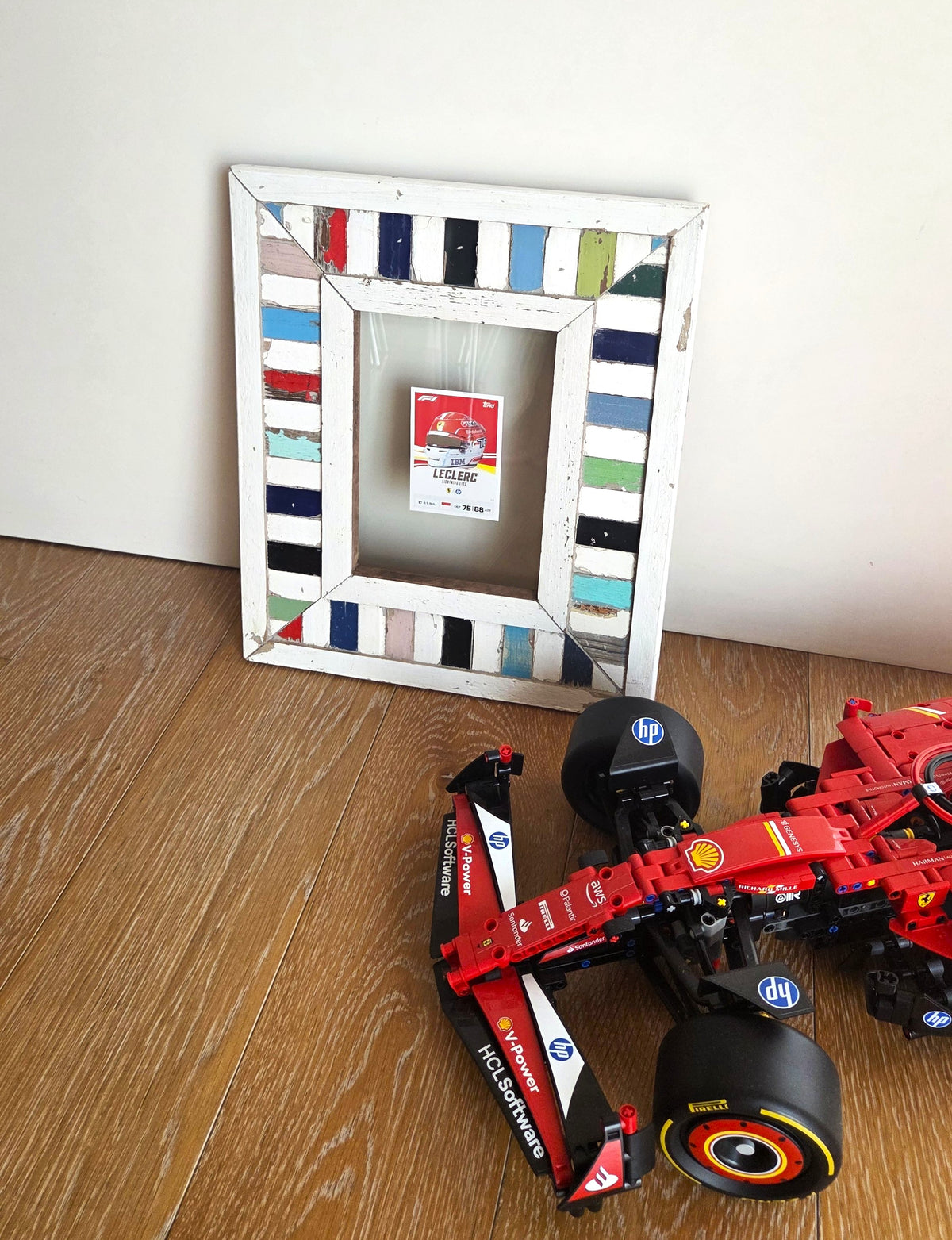 Ferrari Lego with Framed Topps Leclerc Card