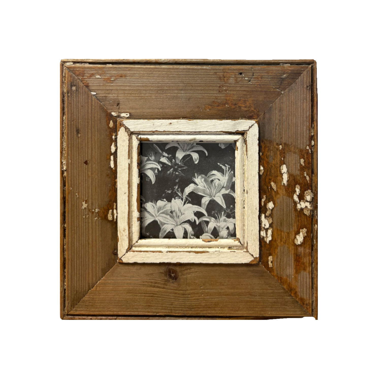 Fioritura Silenziosa - Cornice Wabi Sabi legno antico