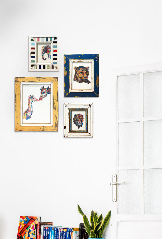 Galleria a parete 4 cornici tema animali