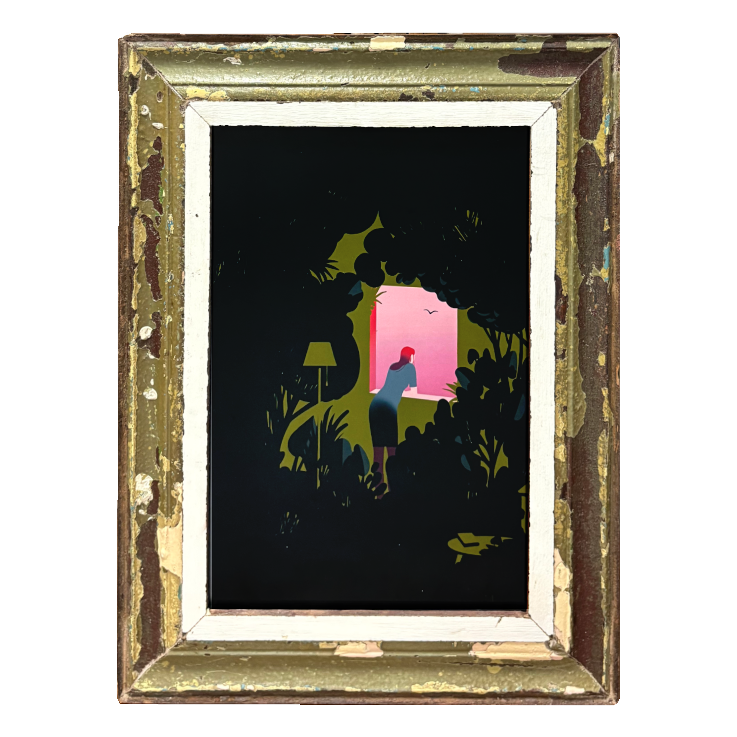 Illustrazione A3 di Chiara Ghigliazza in cornice verde