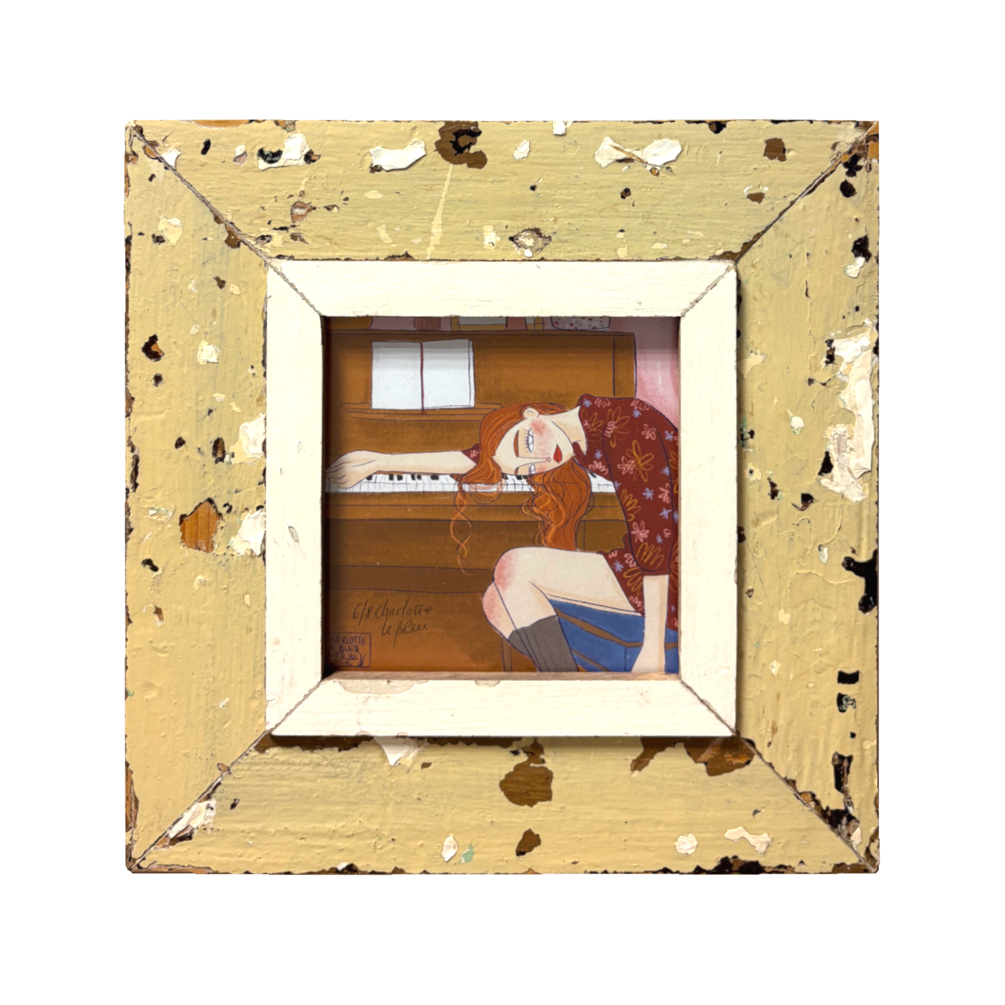 Illustrazione "Piano" in cornice quadrata | Charlotte LeBleu